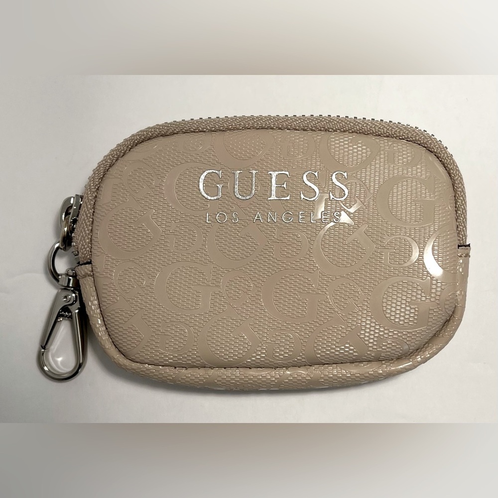 Guess Los Angeles Tan / Beige Mini Keychain Clip Case Pouch